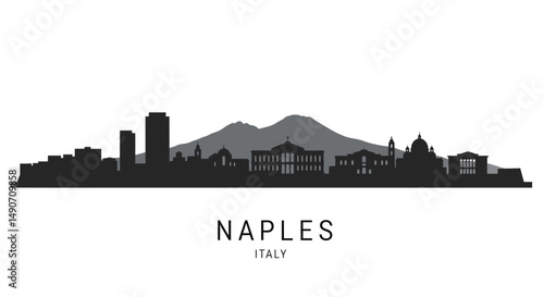 Naples with Italy City Skyline Silhouette.