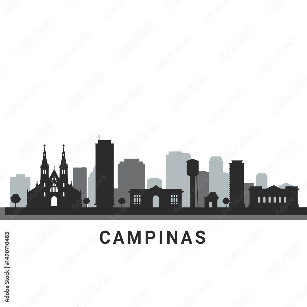 Campinas Brazil Skyline Silhouette. Campinas Brazil Skyline Silhouette.