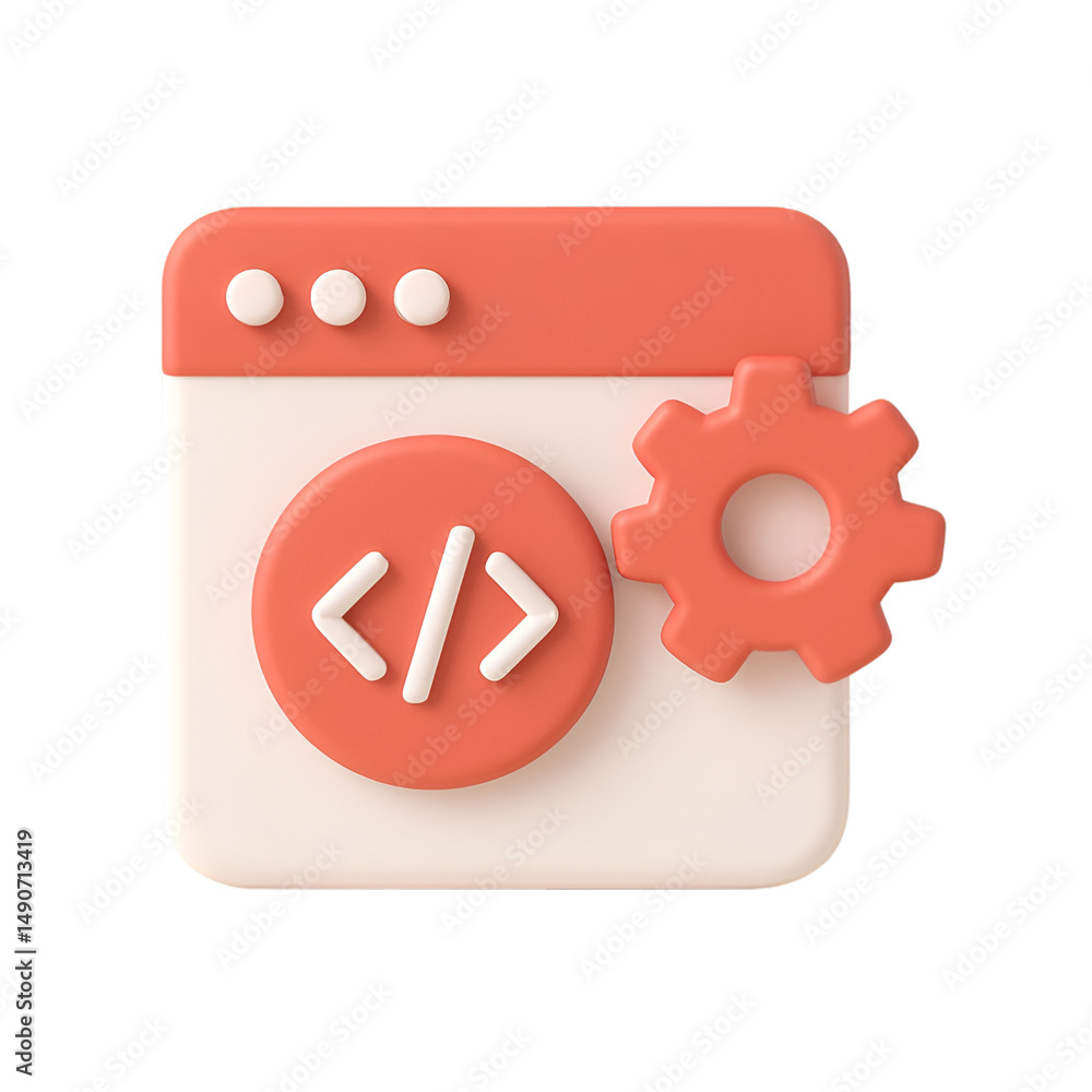 3D Rendered Web Development Settings Icon 3D Rendered Web Development Settings Icon