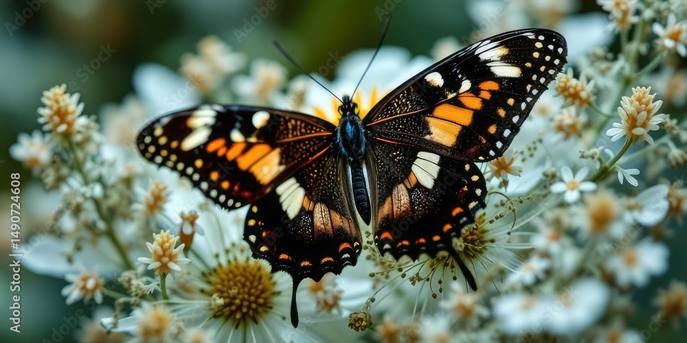 Fototapeta premium A Butterfly's Detailed Dance on White