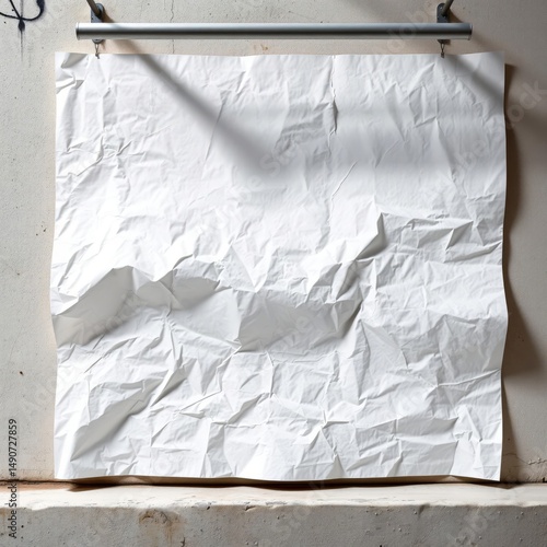 Wallpaper Mural White wrinkled poster template glued paper mockup empty street art sticker mockup urban glued advertising canvas billboard blank mockup display empty poster advertising Torontodigital.ca