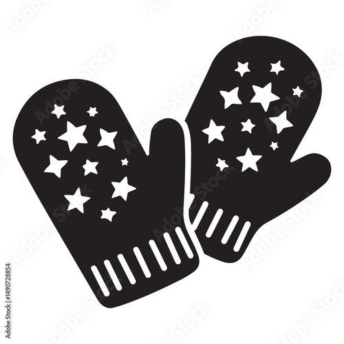 Warm mittens icon, warm mittens silhouette vector illustration, Christmas mitten vector, Mitten silhouette, winter gloves icon symbol design