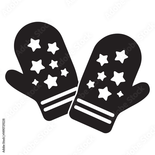 Warm mittens icon, warm mittens silhouette vector illustration, Christmas mitten vector, Mitten silhouette, winter gloves icon symbol design