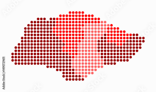 Singapore dotted map. Digital style map of the country on a white background. Singapore shape with circle dots. Colored dots style. Large size circles. Awesome vector illustration.