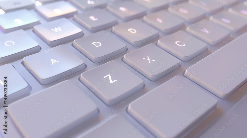 backlit keyboard with glowing keys in a modern design backlit keyboard with glowing keys in a modern design