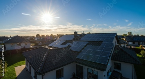 Wallpaper Mural Solar Panels on Residential Rooftops: Sustainable Energy at Home Torontodigital.ca