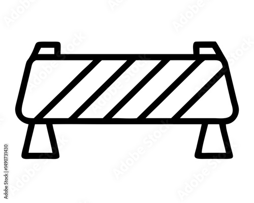 Outline Concrete Road Barrier Icon - Linear Style Safety Traffic Divider Vector