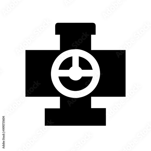 Industrial Pipeline Valve Silhouette Icon for Gas, Water, and Fluid Control Systems