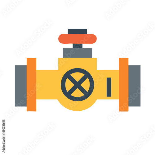 Pipeline Valve with Stop Sign Icon for Industrial Gas and Water Systems