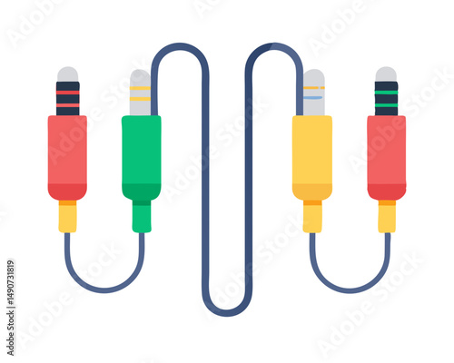 Colorful Audio Jack Cables with Music Notes Icon 