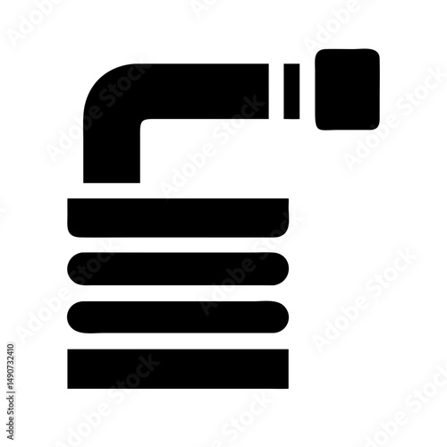 Plumbing Corrugated Flexible Tubes Silhouette Icon for Water and Gas Systems