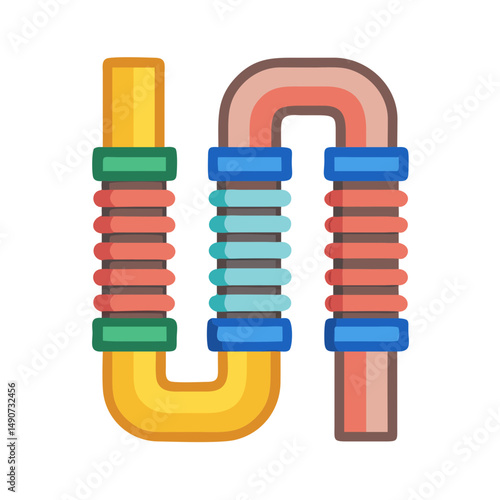 Colorful Plumbing Corrugated Flexible Pipes and Tubes Illustration