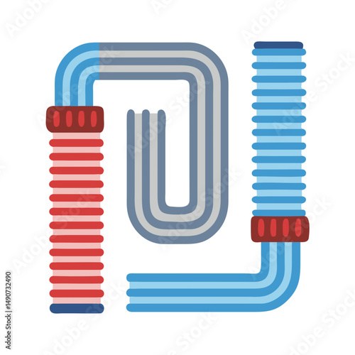 Colorful Plumbing Corrugated Flexible Pipes and Tubes Illustration