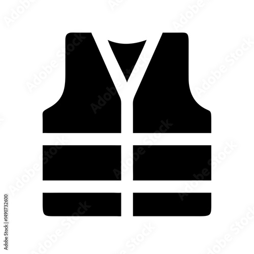 Safety Life Vest Silhouette Icon for Marine and Water Sports