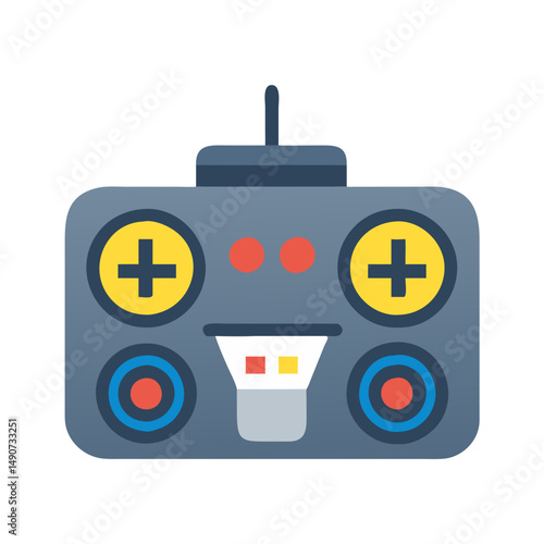Flat Color RC Remote Control Transmitter Icon for Toy Cars, Boats, and Drones 