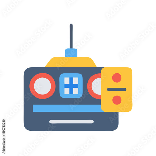 Flat Color RC Remote Control Transmitter Icon for Toy Cars, Boats, and Drones 