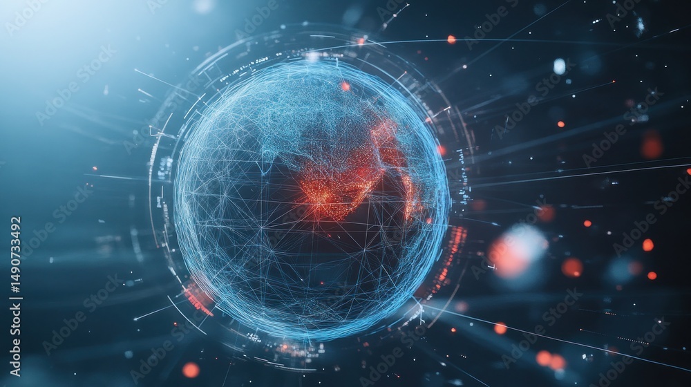 Fototapeta premium Global digital network, futuristic Earth