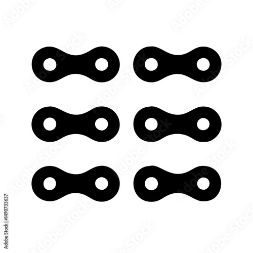 Bicycle Chain Link Silhouette Pattern Icon Set