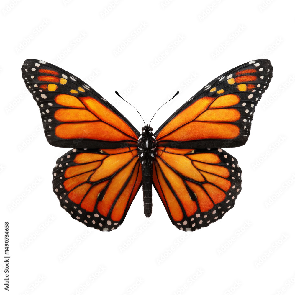 Fototapeta premium A large orange butterfly with black wings