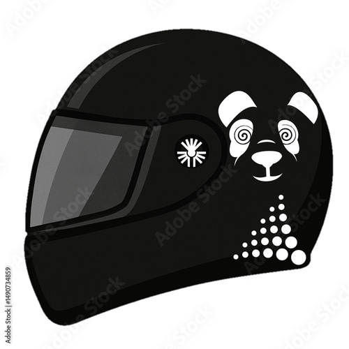 Illustration of a black motorcycle helmet icon with a transparent background 