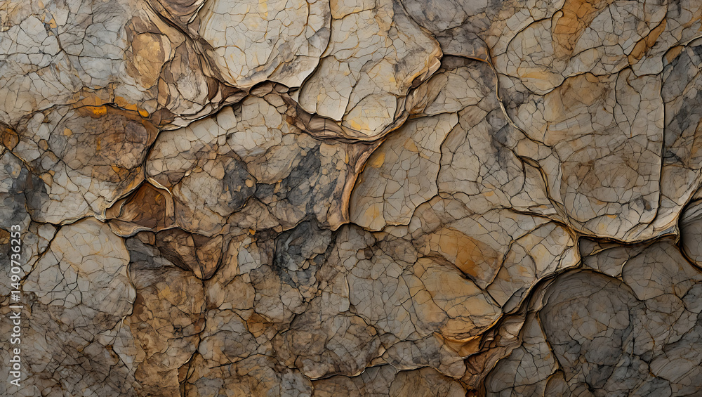 Fototapeta premium Close up of a cracked and layered rock texture with a natural pattern