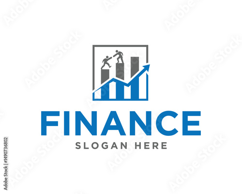 Finance logo design vector helping hands graph template business success investment growth