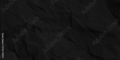Closeup of black crumpled paper for texture background. Black wrinkle recycle paper background. Vector illustration.