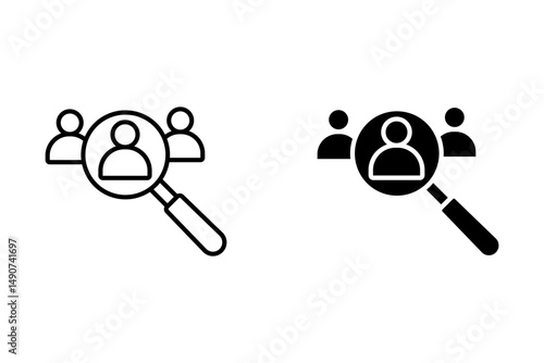 Hiring icon set. Search job vacancy icon. Human resources concept. Recruitment on white background	
