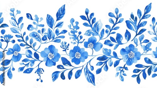 Delicate blue floral border