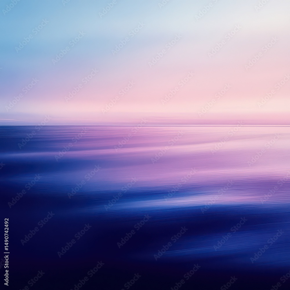 Fototapeta premium A serene seascape featuring a gradient sky over calm water with subtle ripples and pastel color palette