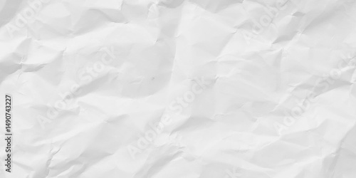 Closeup of white crumpled paper for texture background. White wrinkle recycle paper background. Vector illustration.