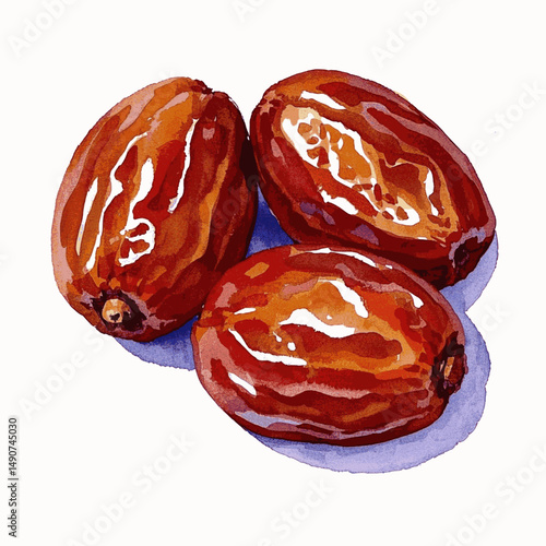 Sweetness in Brushstrokes dates isolated watercolor vector illustration svg
