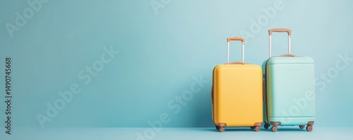 Wallpaper Mural Pastel Suitcases Ready for Vacation Adventure Torontodigital.ca