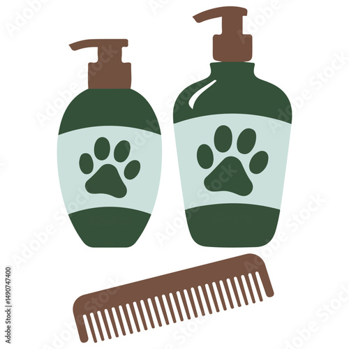 Animal grooming tools isolated vector illustration
