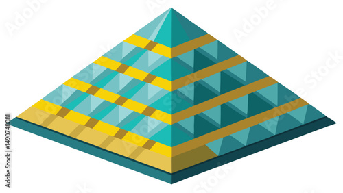 3d pyramid geometric pattern white background.