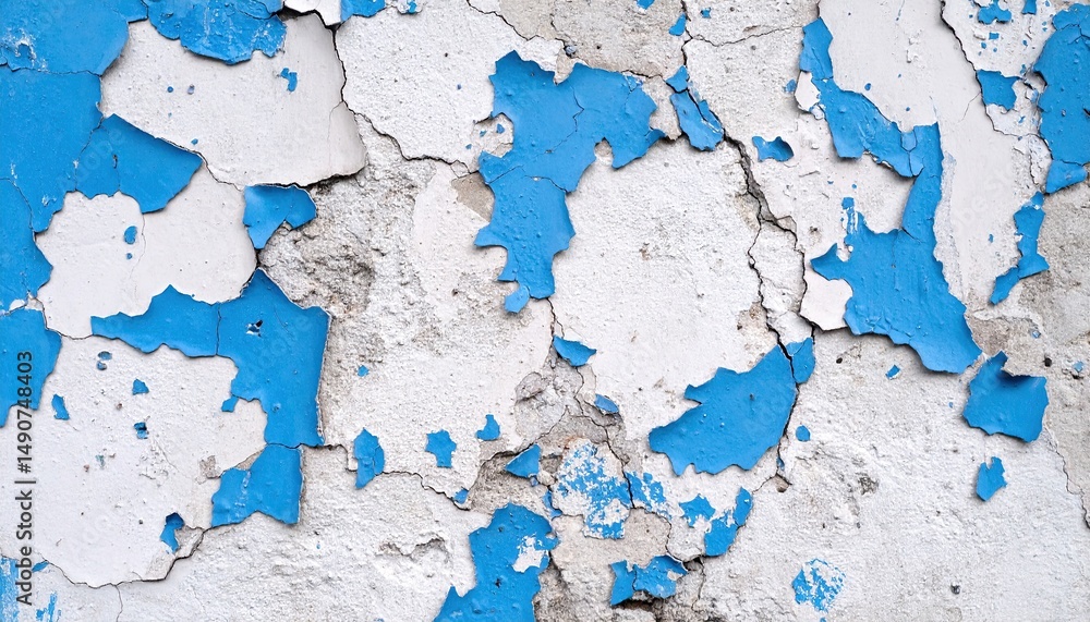 Obraz premium Cracked Blue Paint Wall Texture.