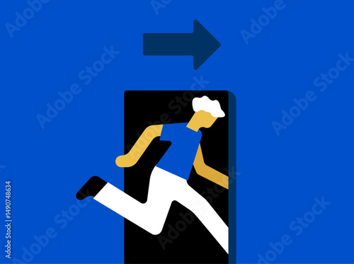 Man exiting the door illustration