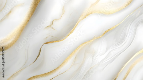 Elegant White Marble Texture with Gold Veins for Design Purposes