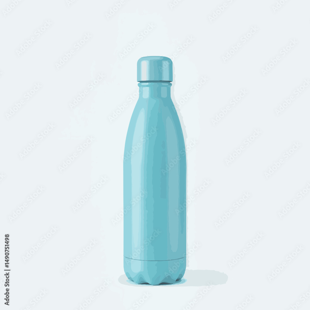 Sleek modern water bottle in calming blue, hydration concept Sleek modern water bottle in calming blue, hydration concept