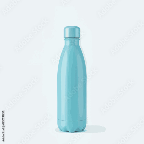 Sleek modern water bottle in calming blue, hydration concept