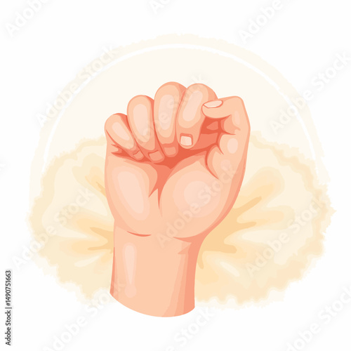 Tender baby's hand resting on soft surface, symbol of innocence