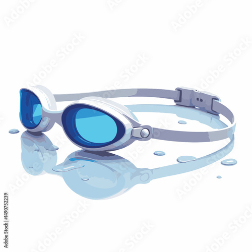 Sleek swimming goggles reflecting high design and recent use, aquatic sport