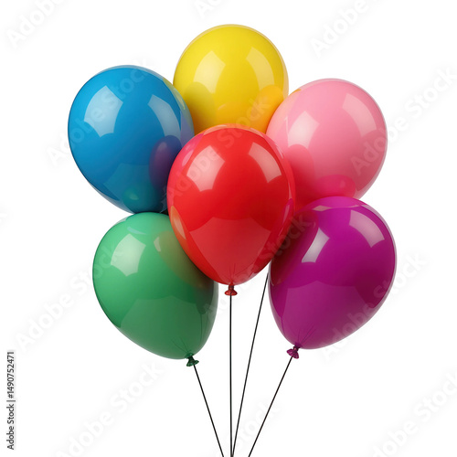 Set of Colorful Balloons on Transparent Background