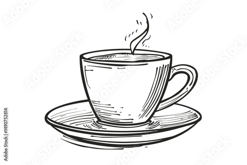 Coffee Cup Sketch Style Illustration