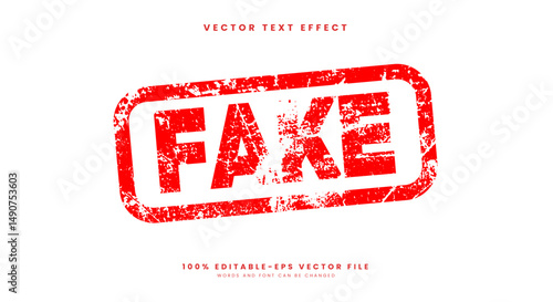Fake stamp icon with grunge rubber editable text effect template