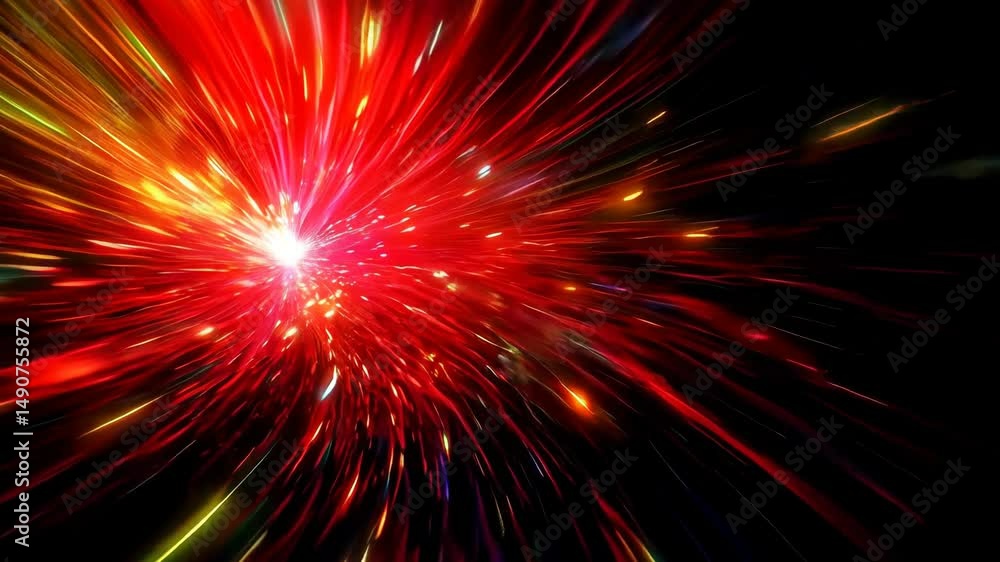 Abstract colorful light trails radiate from center, creating a dynamic and energetic cosmic background, suitable for visual effects. Abstract colorful light trails radiate from center, creating a dynamic and energetic cosmic background, suitable for visual effects.