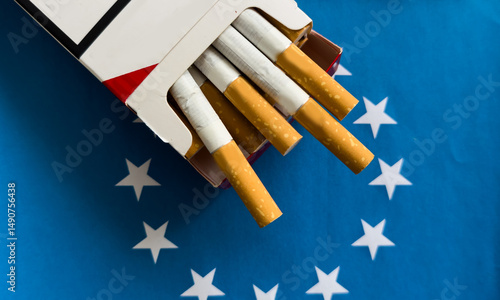 Принти на полотні Flag of European Union, cigarettes