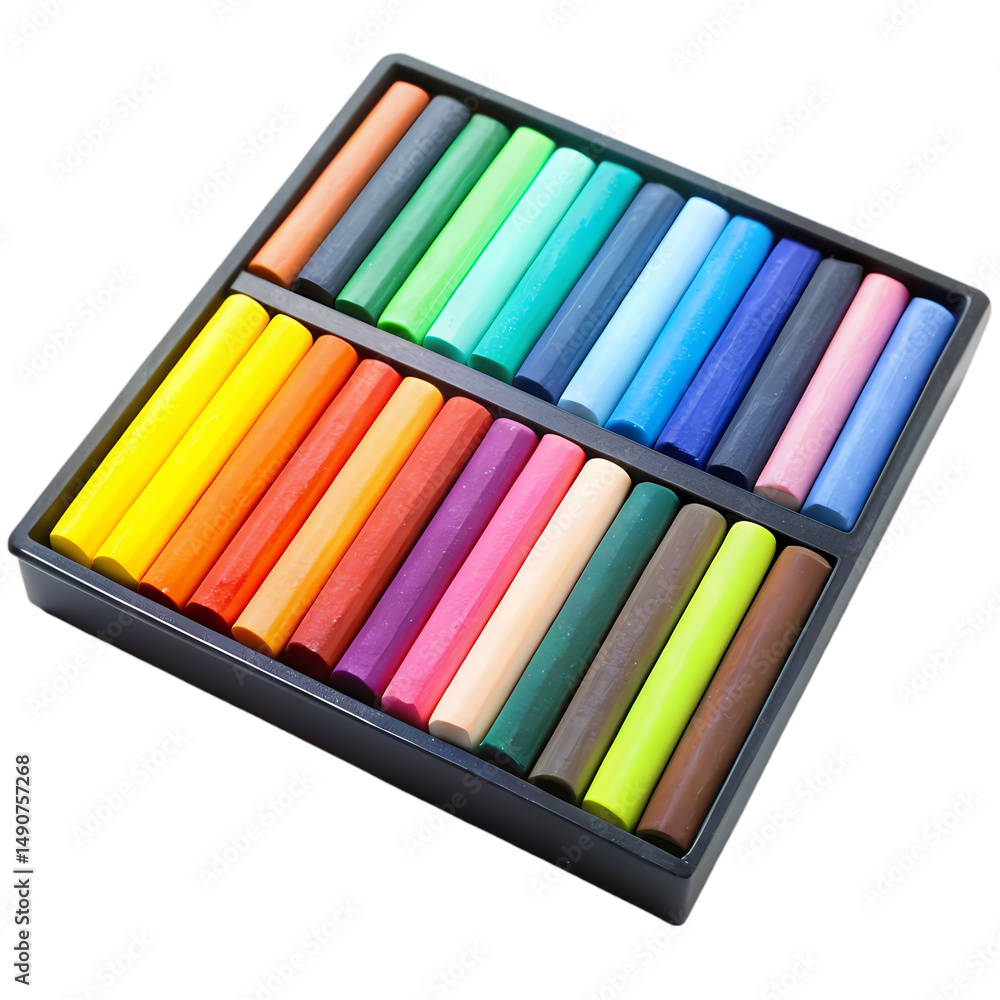 Naklejka premium 36 Soft Pastel Set Vibrant Colors Artist Grade Pastels Drawing Painting Supplies isolated on transparent background