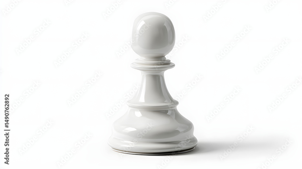 A glossy white chess pawn stands elegantly on a neutral background, symbolizing strategy and simplicity. A glossy white chess pawn stands elegantly on a neutral background, symbolizing strategy and simplicity.