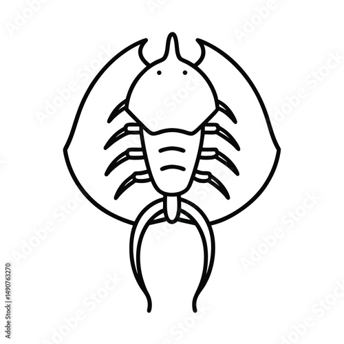 minimal horseshoe crab line drawing vector